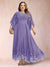 A-Line/Princess Scoop 3/4 Sleeves Ankle-Length Plus Size Mother of the Bride Dresses with Appliques