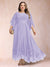 A-Line/Princess Scoop 3/4 Sleeves Ankle-Length Plus Size Mother of the Bride Dresses with Appliques