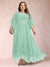 A-Line/Princess Scoop 3/4 Sleeves Ankle-Length Plus Size Mother of the Bride Dresses with Appliques