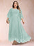 A-Line/Princess Scoop 3/4 Sleeves Ankle-Length Plus Size Mother of the Bride Dresses with Appliques