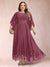 A-Line/Princess Scoop 3/4 Sleeves Ankle-Length Plus Size Mother of the Bride Dresses with Appliques
