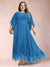 A-Line/Princess Scoop 3/4 Sleeves Ankle-Length Plus Size Mother of the Bride Dresses with Appliques