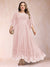 A-Line/Princess Scoop 3/4 Sleeves Ankle-Length Plus Size Mother of the Bride Dresses with Appliques