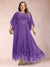 A-Line/Princess Scoop 3/4 Sleeves Ankle-Length Plus Size Mother of the Bride Dresses with Appliques