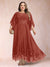 A-Line/Princess Scoop 3/4 Sleeves Ankle-Length Plus Size Mother of the Bride Dresses with Appliques