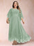 A-Line/Princess Scoop 3/4 Sleeves Ankle-Length Plus Size Mother of the Bride Dresses with Appliques