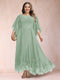 A-Line/Princess Scoop 3/4 Sleeves Ankle-Length Plus Size Mother of the Bride Dresses with Appliques