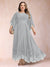 A-Line/Princess Scoop 3/4 Sleeves Ankle-Length Plus Size Mother of the Bride Dresses with Appliques