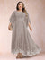 A-Line/Princess Scoop 3/4 Sleeves Ankle-Length Plus Size Mother of the Bride Dresses with Appliques
