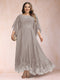 A-Line/Princess Scoop 3/4 Sleeves Ankle-Length Plus Size Mother of the Bride Dresses with Appliques