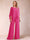 Chiffon Scoop 3/4 Sleeves 2 Pieces Ruched Pantsuits with Rhinestone
