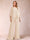 Chiffon Scoop 3/4 Sleeves 2 Pieces Ruched Pantsuits with Rhinestone
