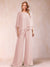 Chiffon Scoop 3/4 Sleeves 2 Pieces Ruched Pantsuits with Rhinestone