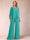 Chiffon Scoop 3/4 Sleeves 2 Pieces Ruched Pantsuits with Rhinestone