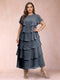 A-Line/Princess Scoop Short Sleeves Plus Size Mother of the Bride Dresses with Ruffles