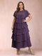 A-Line/Princess Scoop Short Sleeves Plus Size Mother of the Bride Dresses with Ruffles