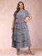 A-Line/Princess Scoop Short Sleeves Plus Size Mother of the Bride Dresses with Ruffles