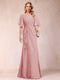 A-Line/Princess Scoop Black Chiffon Mother of the Bride Dresses with Appliques & Ruffles