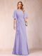 A-Line/Princess Scoop Black Chiffon Mother of the Bride Dresses with Appliques & Ruffles