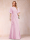 A-Line/Princess Scoop Black Chiffon Mother of the Bride Dresses with Appliques & Ruffles