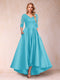 A-Line/Princess V-Neck 3/4 Sleeves Asymmetrical Mother of the Bride Dresses with Appliques