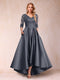 A-Line/Princess V-Neck 3/4 Sleeves Asymmetrical Mother of the Bride Dresses with Appliques