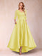A-Line/Princess V-Neck 3/4 Sleeves Asymmetrical Mother of the Bride Dresses with Appliques