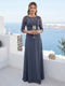 Sparkly A-Line/Princess Scoop Ruched Mother of the Bride Dresses with Appliques & Rhinestone
