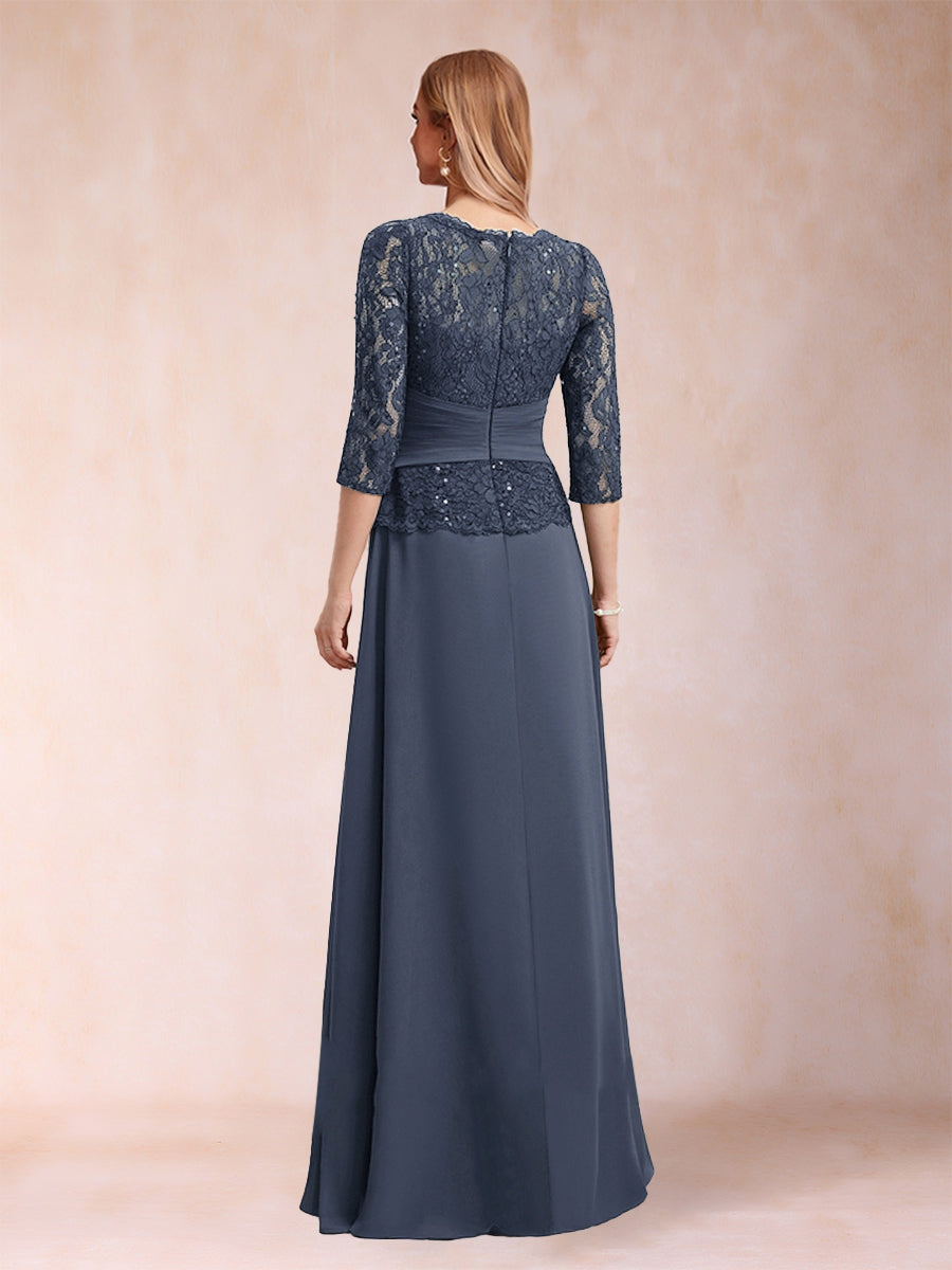 Sparkly A-Line/Princess Scoop Ruched Mother of the Bride Dresses with Appliques &amp; Rhinestone