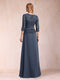 Sparkly A-Line/Princess Scoop Ruched Mother of the Bride Dresses with Appliques & Rhinestone