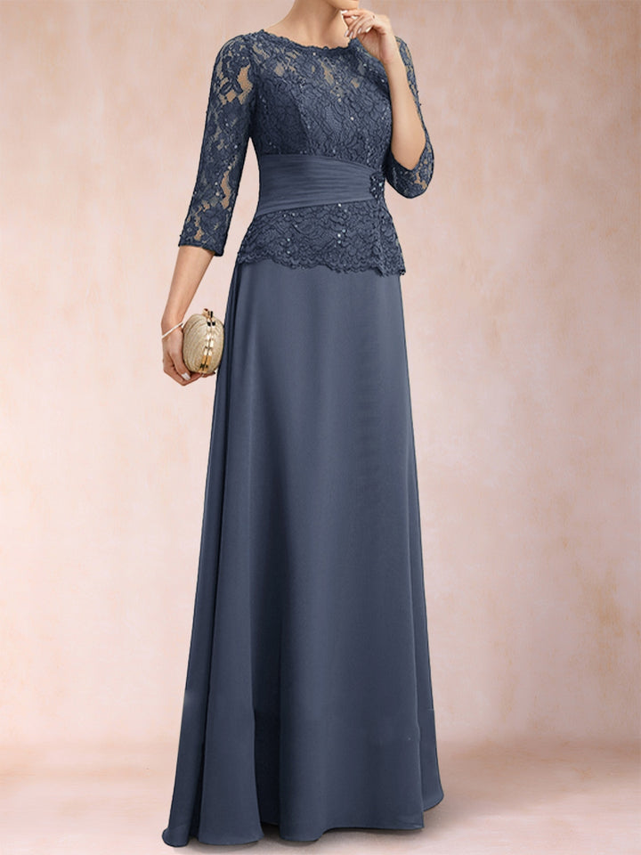 Sparkly A-Line/Princess Scoop Ruched Mother of the Bride Dresses with Appliques &amp; Rhinestone