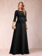 Sparkly A-Line/Princess Scoop Ruched Mother of the Bride Dresses with Appliques & Rhinestone
