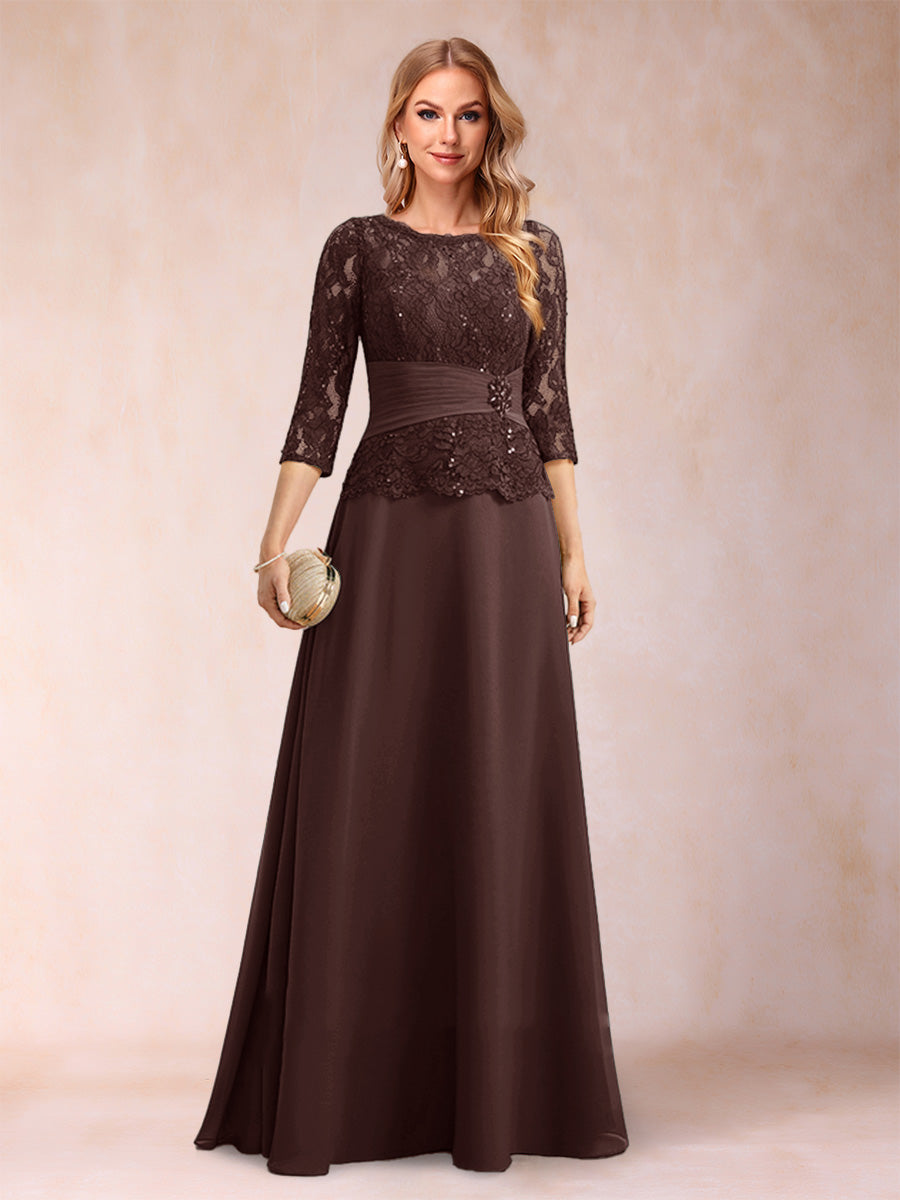 Sparkly A-Line/Princess Scoop Ruched Mother of the Bride Dresses with Appliques &amp; Rhinestone