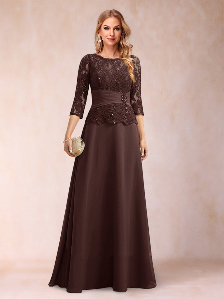 Sparkly A-Line/Princess Scoop Ruched Mother of the Bride Dresses with Appliques &amp; Rhinestone