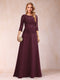 Sparkly A-Line/Princess Scoop Ruched Mother of the Bride Dresses with Appliques & Rhinestone