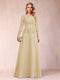 Sparkly A-Line/Princess Scoop Ruched Mother of the Bride Dresses with Appliques & Rhinestone