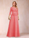 Sparkly A-Line/Princess Scoop Ruched Mother of the Bride Dresses with Appliques & Rhinestone