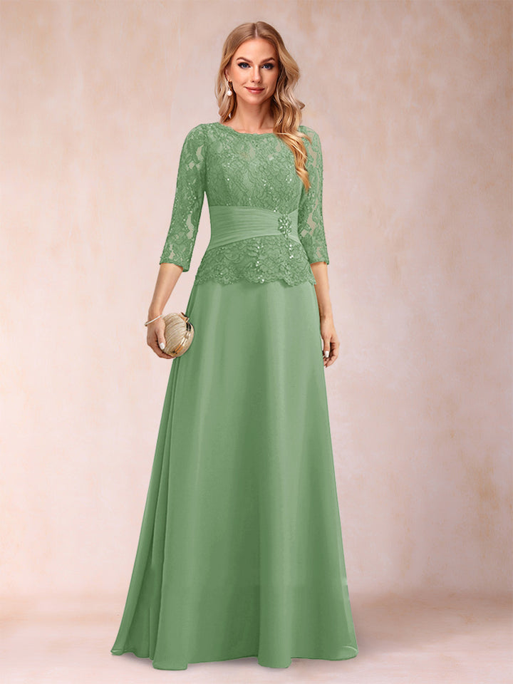 Sparkly A-Line/Princess Scoop Ruched Mother of the Bride Dresses with Appliques &amp; Rhinestone