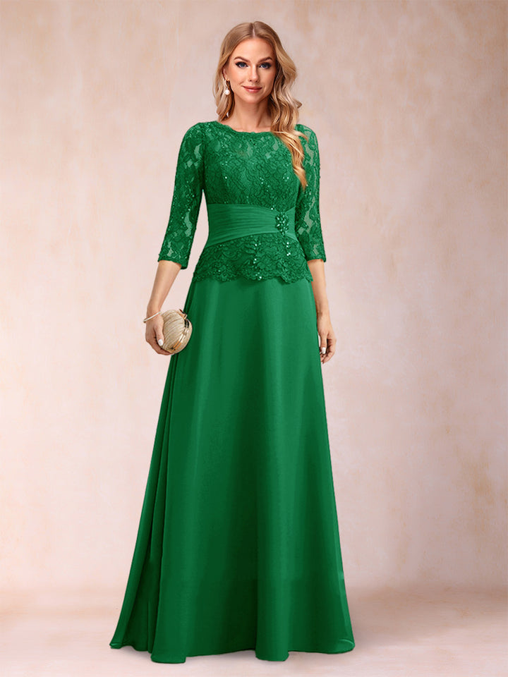 Sparkly A-Line/Princess Scoop Ruched Mother of the Bride Dresses with Appliques &amp; Rhinestone