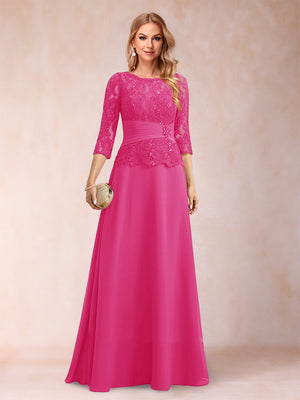 Sparkly A-Line/Princess Scoop Ruched Mother of the Bride Dresses with Appliques & Rhinestone