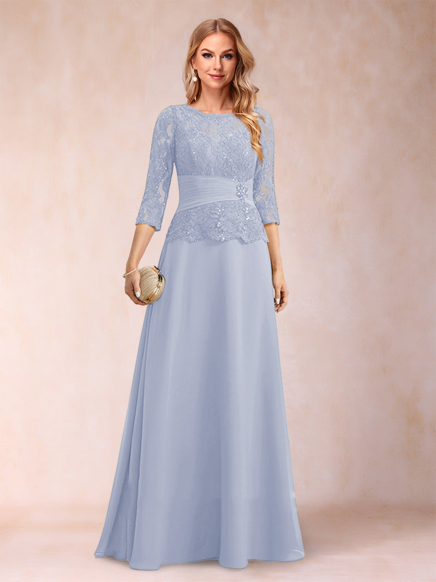 Sparkly A-Line/Princess Scoop Ruched Mother of the Bride Dresses with Appliques &amp; Rhinestone