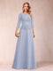 Sparkly A-Line/Princess Scoop Ruched Mother of the Bride Dresses with Appliques & Rhinestone