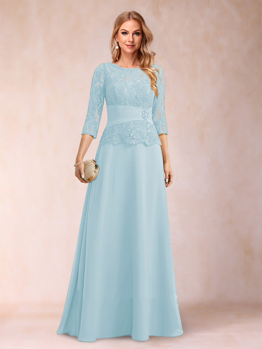 Sparkly A-Line/Princess Scoop Ruched Mother of the Bride Dresses with Appliques &amp; Rhinestone