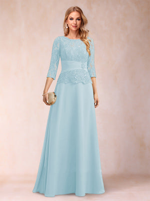 Sparkly A-Line/Princess Scoop Ruched Mother of the Bride Dresses with Appliques & Rhinestone