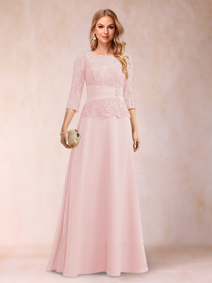 Sparkly A-Line/Princess Scoop Ruched Mother of the Bride Dresses with Appliques &amp; Rhinestone
