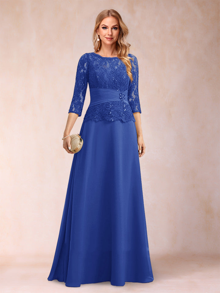 Sparkly A-Line/Princess Scoop Ruched Mother of the Bride Dresses with Appliques &amp; Rhinestone