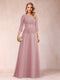 Sparkly A-Line/Princess Scoop Ruched Mother of the Bride Dresses with Appliques & Rhinestone
