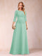 Sparkly A-Line/Princess Scoop Ruched Mother of the Bride Dresses with Appliques & Rhinestone