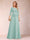 Sparkly A-Line/Princess Scoop Ruched Mother of the Bride Dresses with Appliques & Rhinestone