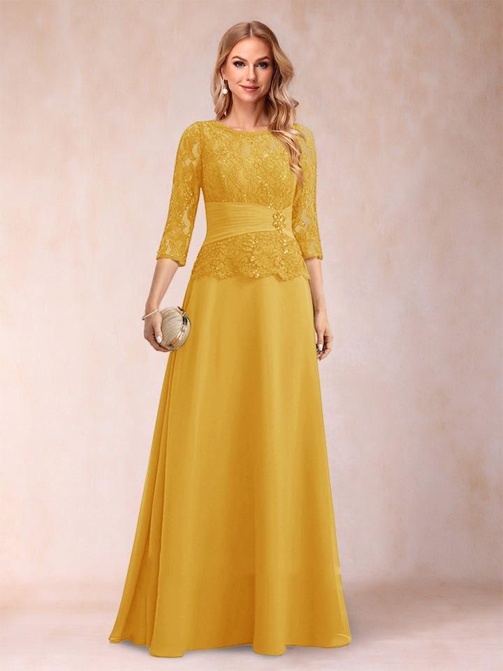Sparkly A-Line/Princess Scoop Ruched Mother of the Bride Dresses with Appliques &amp; Rhinestone